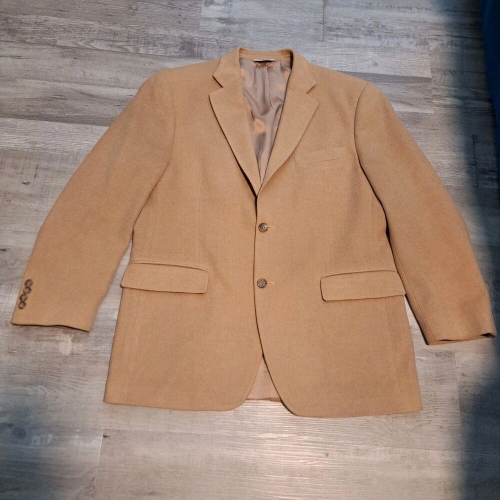 Joseph & Feiss Mens Blazer 41R Camel‎ Hair 2 Button Tan Jacket Sport Coat